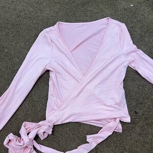 Pink Wrap Long Sleeve Top